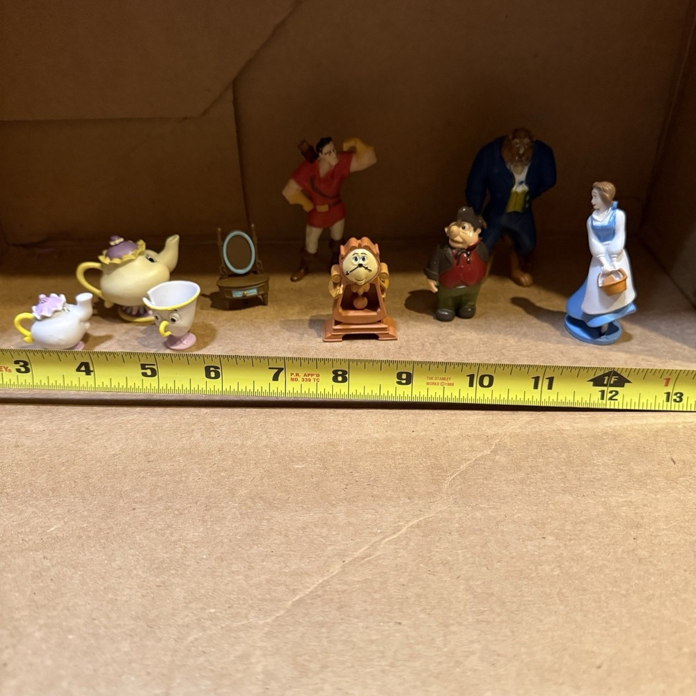 Disney Beauty & The Beast PVC Figures Lot Potts Chip Lumiere Gaston Cake Toppers - Picture 4 of 5